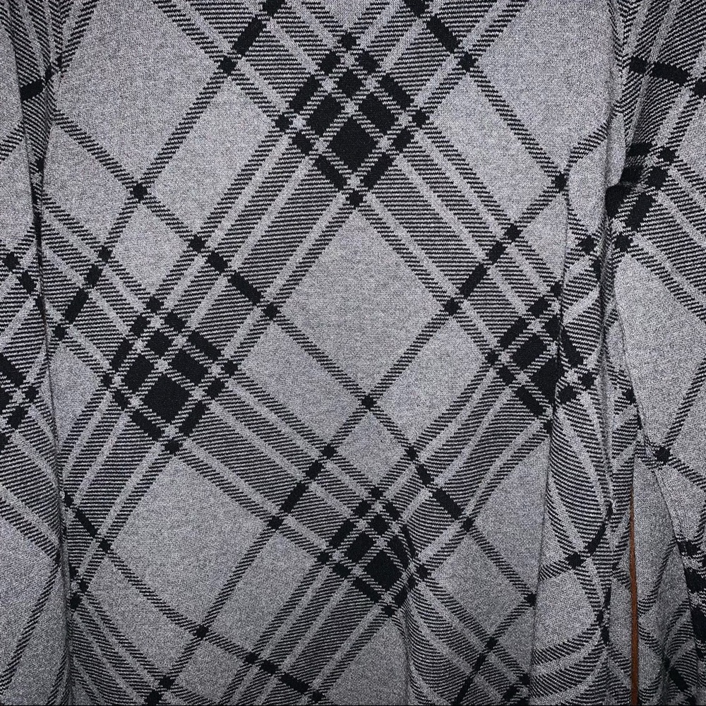 Women’s M JONES NEW YORK COLLECTION Gray Plaid Open Front Sweater Coat Business - Picture 8 of 9